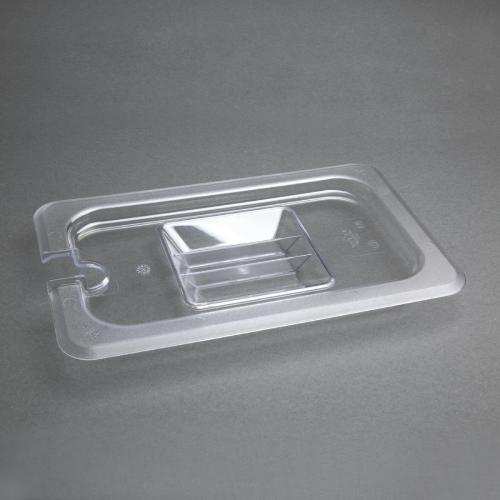 Vogue Clear Polycarbonate Notched Lid - GN 1/4