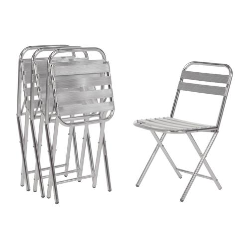 Bolero Folding Chair Aluminium - 430x560x800mm (Pack 4)