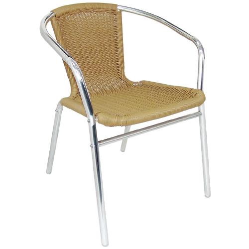 Bolero Wicker Chair with Aluminium Frame - Natural Finish (Pack 4)