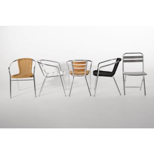 Bolero Wicker Chair with Aluminium Frame - Natural Finish (Pack 4)