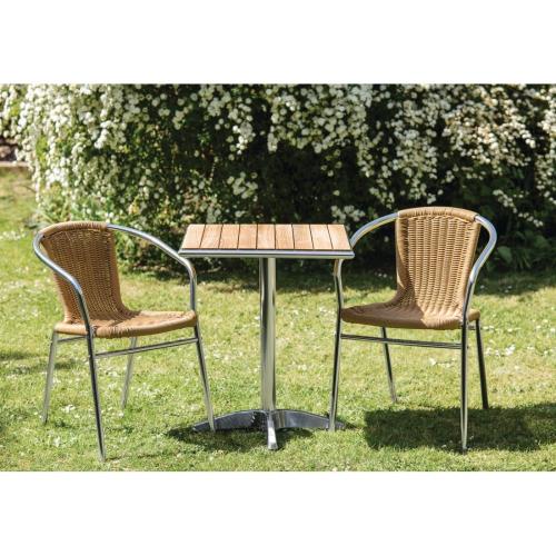 Bolero Square Pedestal Bistro Table Ash & Alu. Top - 600mm