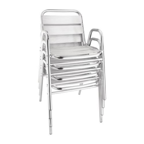 Bolero Stacking Aluminium Chair with Arched Arms (Pack 4)