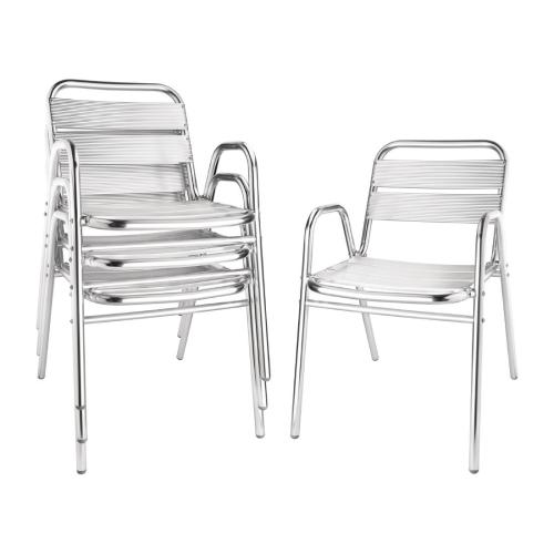 Bolero Stacking Aluminium Chair with Arched Arms (Pack 4)