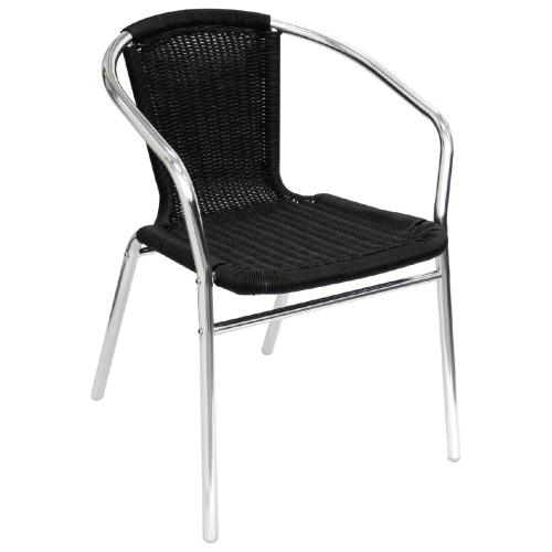 Bolero Wicker Chair with Aluminium Frame - Black Finish (Pack 4)