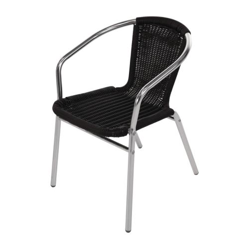 Bolero Wicker Chair with Aluminium Frame - Black Finish (Pack 4)