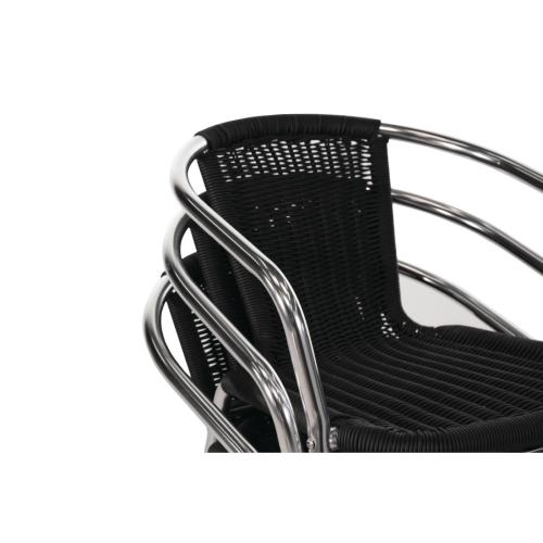 Bolero Wicker Chair with Aluminium Frame - Black Finish (Pack 4)