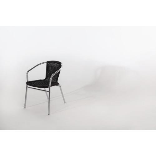 Bolero Wicker Chair with Aluminium Frame - Black Finish (Pack 4)