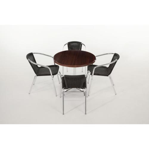 Bolero Wicker Chair with Aluminium Frame - Black Finish (Pack 4)