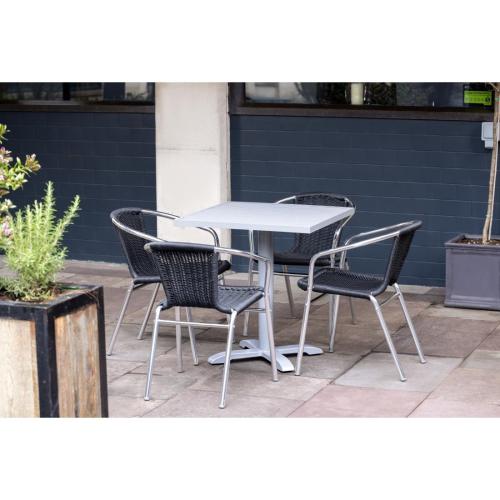 Bolero Wicker Chair with Aluminium Frame - Black Finish (Pack 4)