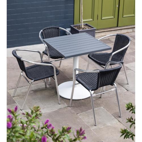 Bolero Wicker Chair with Aluminium Frame - Black Finish (Pack 4)