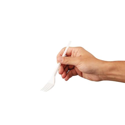 Fiesta Lightweight Plastic Fork White (Pack 100)