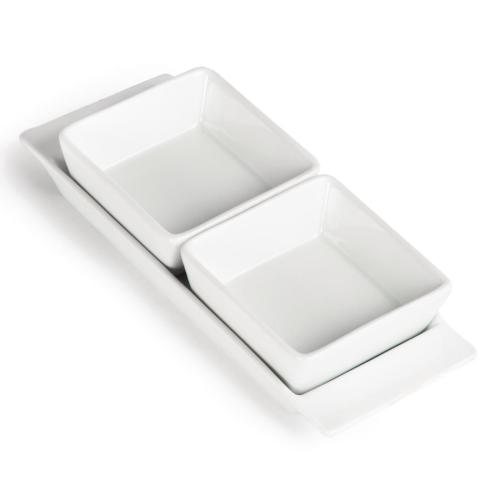 Olympia Whiteware 2 Section Dishes With Plate - 220x90mm 8 3/4x3 1/2" (Box 2)