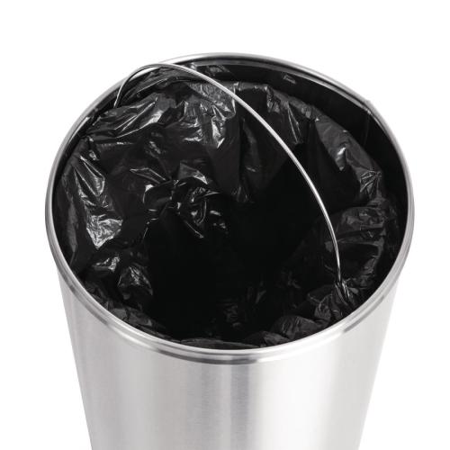 Bolero Bullet Bin Stainless Steel with Push Lid - 40Ltr