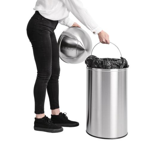 Bolero Bullet Bin Stainless Steel with Push Lid - 40Ltr