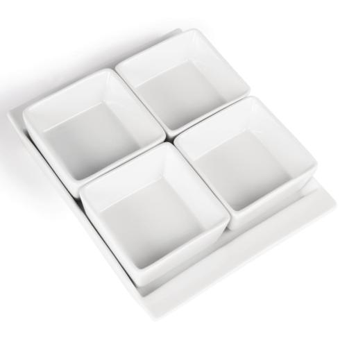 Olympia Whiteware 4 Section Dishes with Plate - 215x170mm 8 1/2x6 3/4" (Box 2)