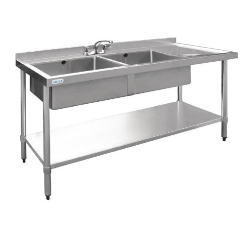 Vogue Double Bowl Sink R/H Drainer - 1500mm