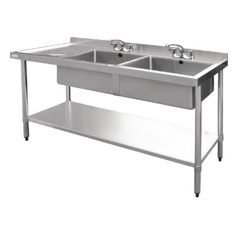 Vogue Double Bowl Sink L/H Drainer - 1800mm