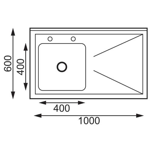Vogue Single Bowl Sink R/H Drainer - 1000mm