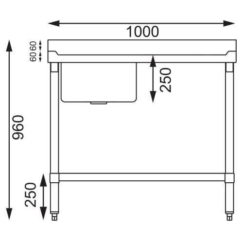 Vogue Single Bowl Sink R/H Drainer - 1000mm