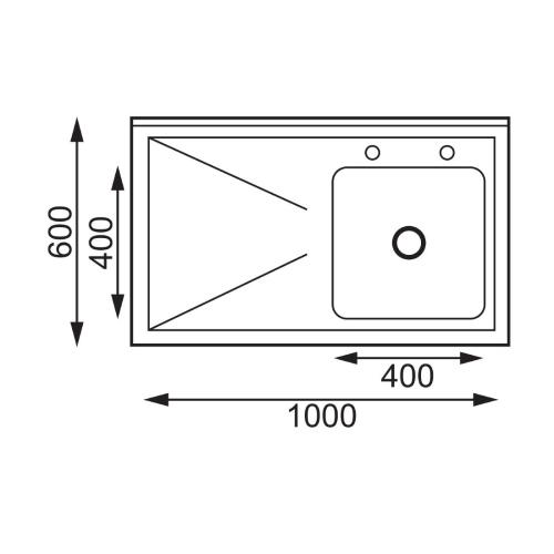 Vogue Single Bowl Sink L/H Drainer - 1000mm