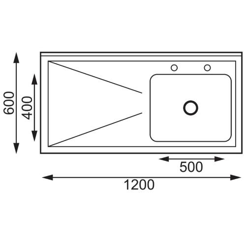 Vogue Single Bowl Sink L/H Drainer - 1200mm
