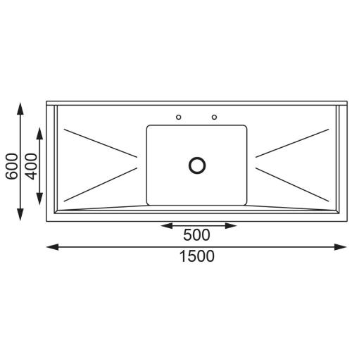 Vogue Single Bowl Sink Double Drainer - 1500mm