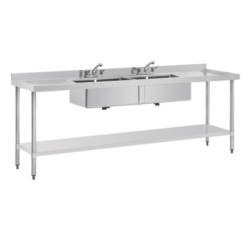 Vogue Double Bowl Sink Double Drainer - 900x2400x600mm 35 1/2x94 1/2x23 1/2"
