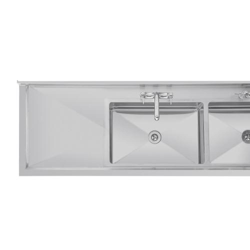 Vogue Double Bowl Sink Double Drainer - 900x2400x600mm 35 1/2x94 1/2x23 1/2"