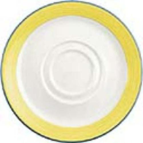Rio Large Stand/Saucer Double Well Yellow - 145mm 5 3/4" (Box 36) (B2B)