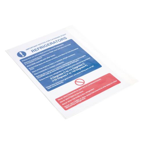 Vogue Refrigerator Guidelines - 300x200mm 11 3/4x7 3/4" (Self-Adhesive)