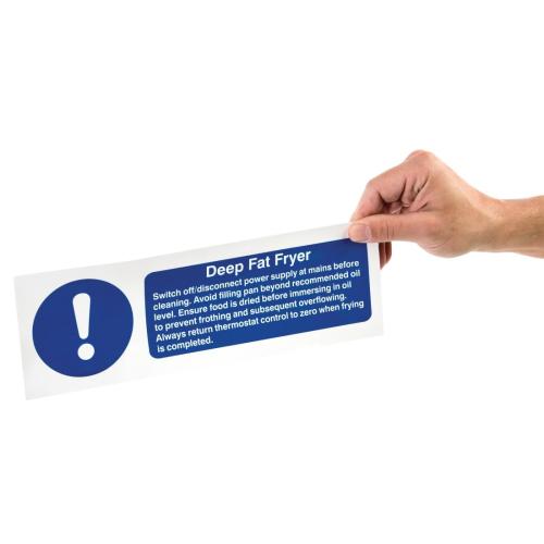 Vogue Deep Fat Fryer Safety Sign - 300x100mm 11 3/4x4" (Self-Adhesive)