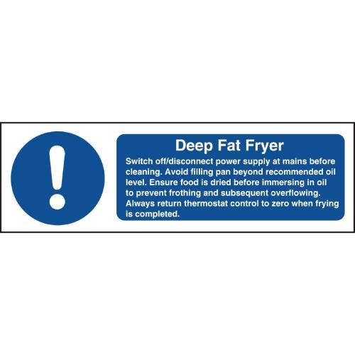 Vogue Deep Fat Fryer Safety Sign - 300x100mm 11 3/4x4" (Self-Adhesive)