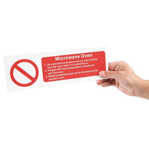 Vogue Microwave Safety Sign - 300x100mm 11 3/4x4" (Self-Adhesive)