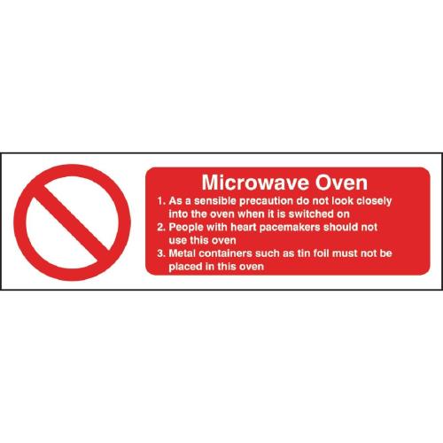 Vogue Microwave Safety Sign - 300x100mm 11 3/4x4" (Self-Adhesive)