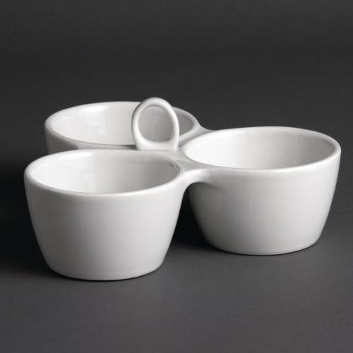 Olympia Whiteware Relish Dish 3 Pot White - 55x180x85mm (Single)