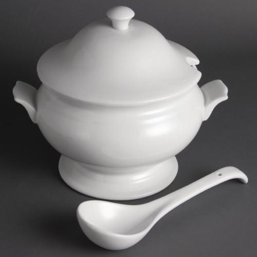 Olympia Whiteware Soup Tureen & Ladle White - 227x250mm