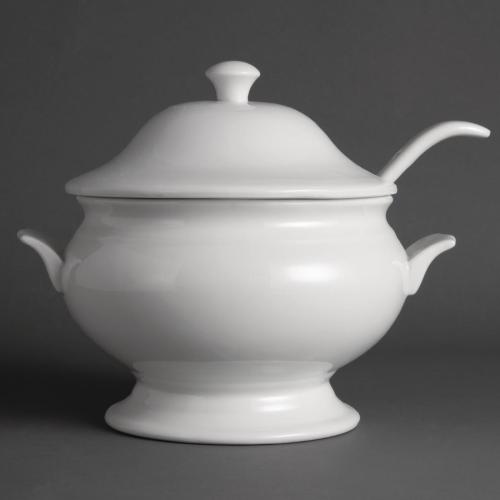 Olympia Whiteware Soup Tureen & Ladle White - 227x250mm