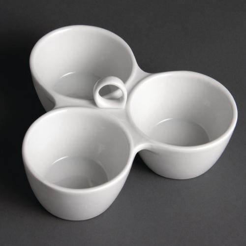 Olympia Whiteware Relish Dish 3 Pot White - 55x180x85mm (Single)