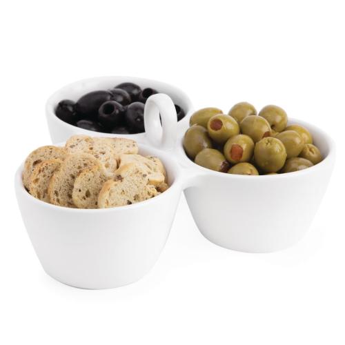 Olympia Whiteware Relish Dish 3 Pot White - 55x180x85mm (Single)