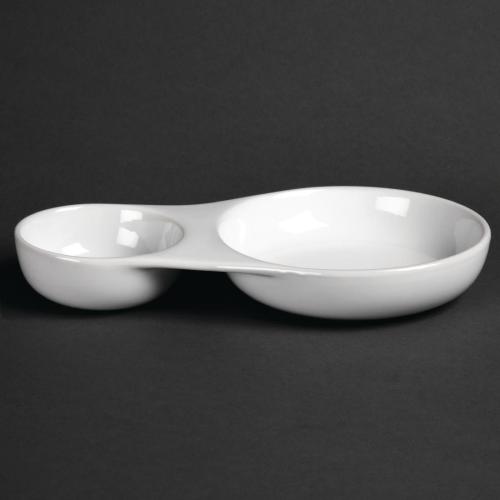 Olympia Whiteware Serving Bowl "Spoon" Shape - 205x120mm 8x4 3/4" (Box 6)