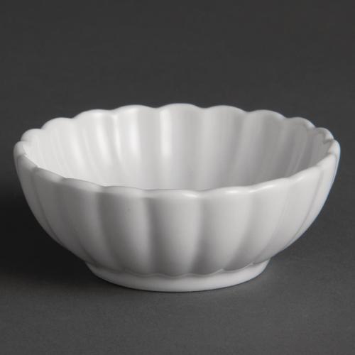Olympia Whiteware Miniature Ribbed White - 81mm 3 1/4" (Box 12)