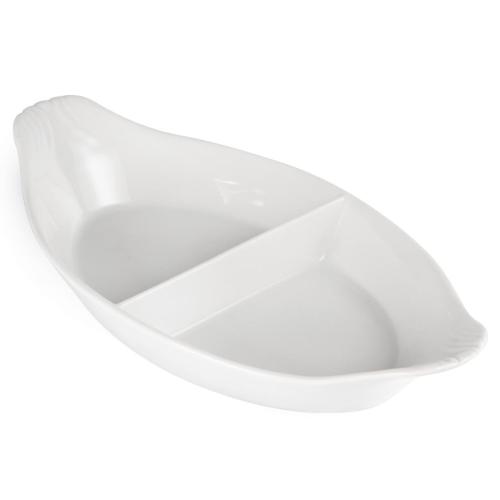 Olympia Whiteware Divided Oval Eared Dish White - 290x160mm (Box 6)