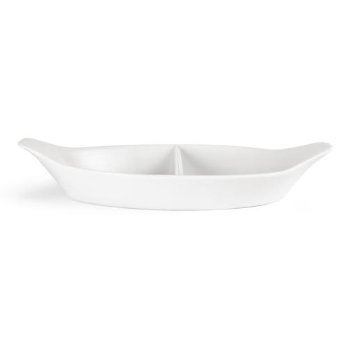 Olympia Whiteware Divided Oval Eared Dish White - 290x160mm (Box 6)