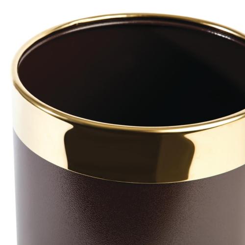 Bolero Brown Waste Paper Bin with Gold Rim - 10.2Ltr