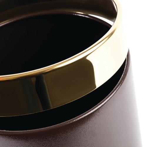 Bolero Brown Waste Paper Bin with Gold Rim - 10.2Ltr