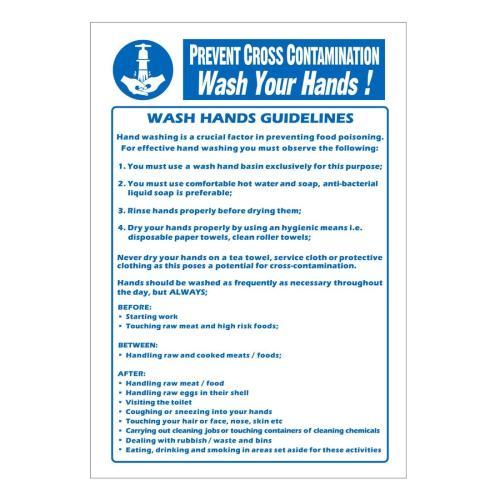 Vogue Cross Contamination Wash Hands - 300x200mm 11 3/4x7 3/4" (Self-Adhesive)