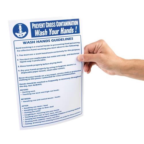 Vogue Cross Contamination Wash Hands - 300x200mm 11 3/4x7 3/4" (Self-Adhesive)