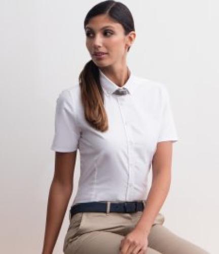 Henbury Ladies Modern Short Sleeve Regular Fit Oxford Shirt