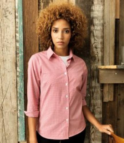 Premier Ladies Gingham Long Sleeve Shirt